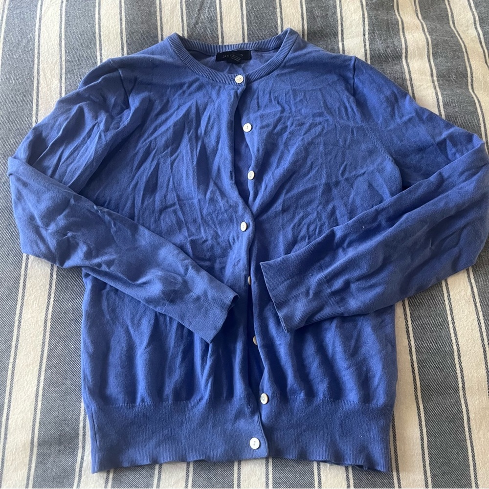 Light Blue Lands End Cotton Cardigan and Sleeveless Shell Set